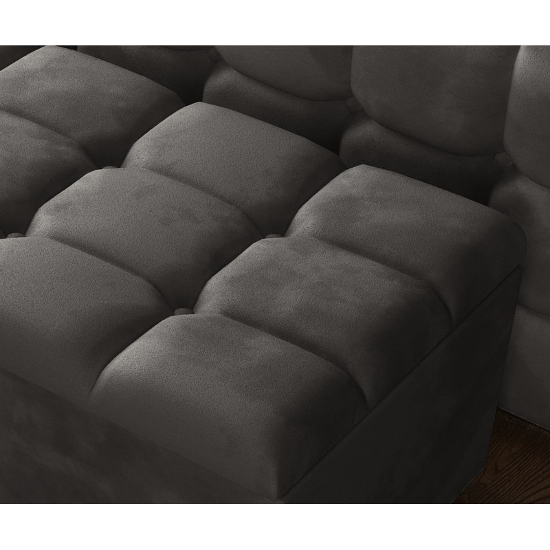Klingler 102cm Wide Rectangle Geometric Standard Ottoman with Storage, Grey
