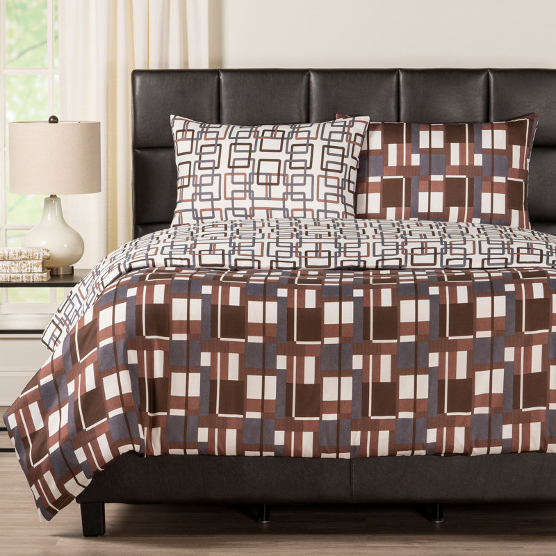 Plaid Men Polyester Plaid Duvet Cover, King Duvet Cover + 2 King Shams