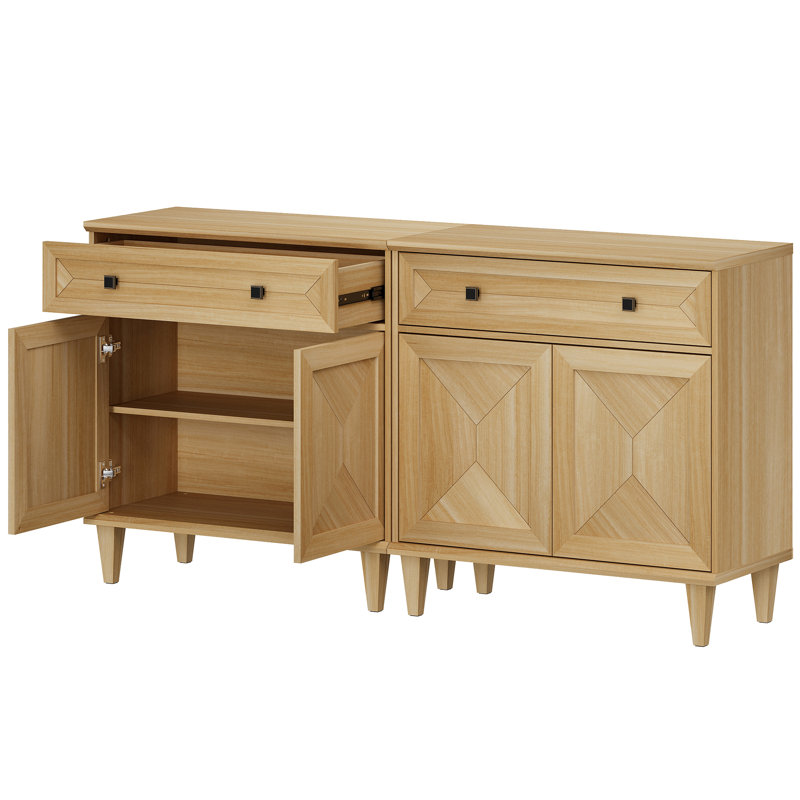 Ensemble de 2 buffets en chêne fait à la main, Chêne