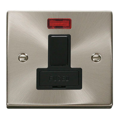 Satin / Brushed Chrome 13A Fused Connection Unit Switched With Neon
