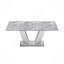Table de salle à manger en marbre pour 6 personnes, table de salle à manger rectangulaire en faux marbre 70 po avec base en acier inoxydable à finition miroir, table de cuisine moderne en marbre de grande taille