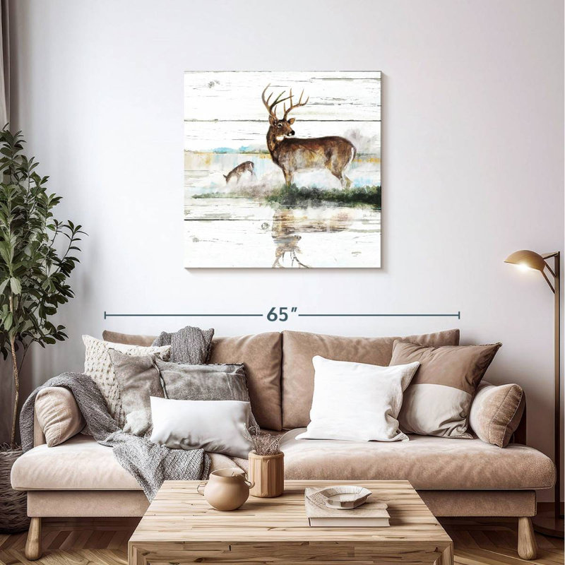 Crowle Rustic Misty Deer, 36" H x 36" W