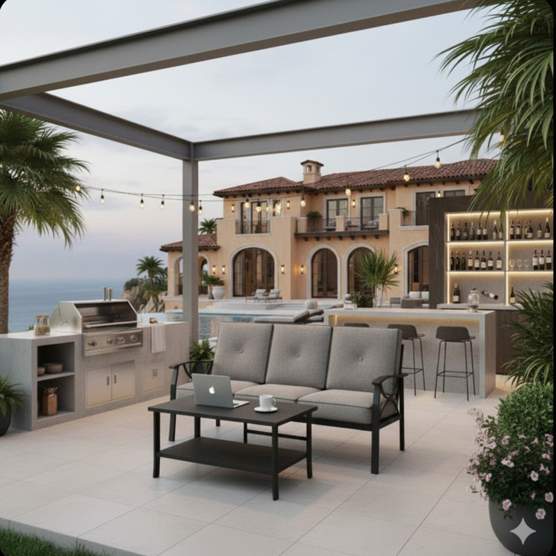 2 Piece Outdoor Patio Set, Gray, Black