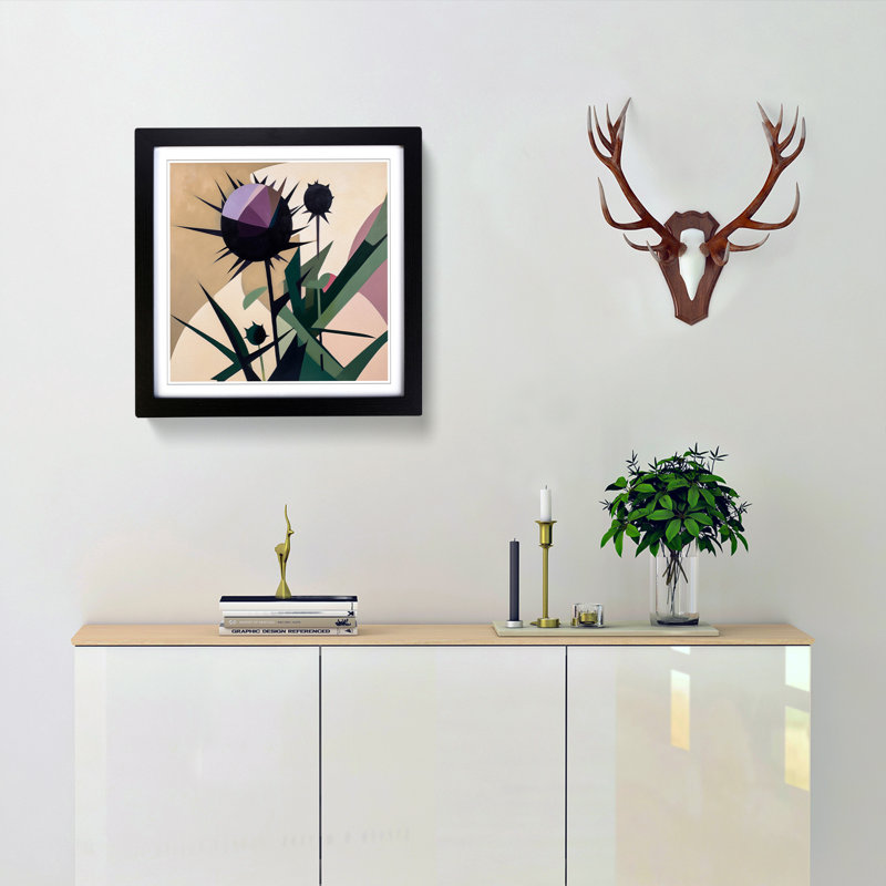 Thistle Suprematism No.5 - Framed Print, Black