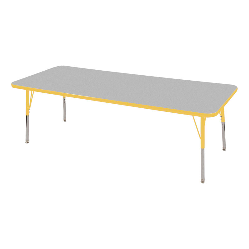 Rectangle Adjustable Height Classroom Activity Table for School and Home, 72" L x 30" W, Black, Gray