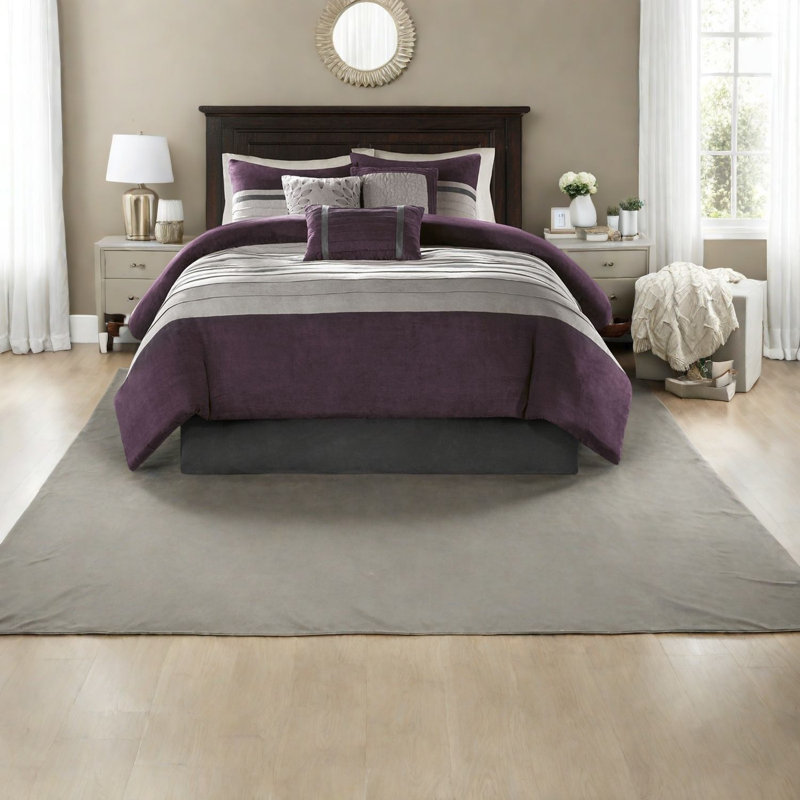 Ensemble de literie luxueux en faux suède, polyester confortable, style élégant pour la chambre à coucher