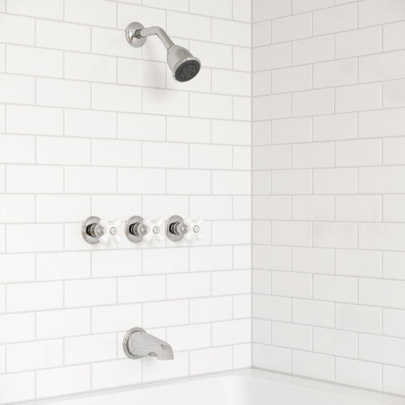 Pfister Chrome 3-Handle Multi-Function Bathtub and Shower Faucet