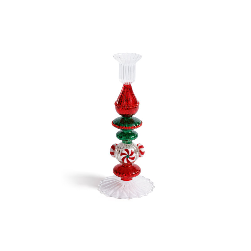 Holiday Mercury Glass Taper Candle Holders, Set of 4, 9" H x 3.5" W x 3.5" D