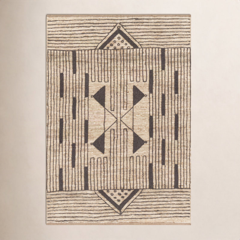 Boman Hand Knotted Southwestern Area Rug, Rectangle 8' x 10'