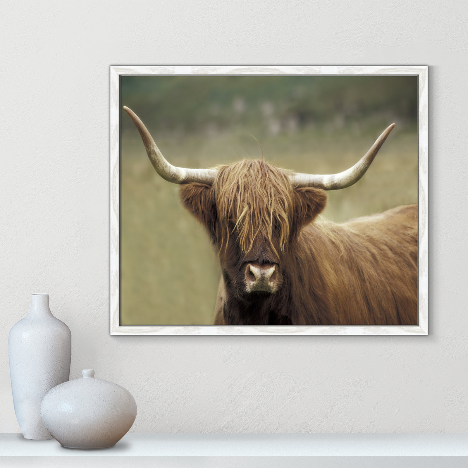 Frederic "Highland Afternoon" Print, 21.5" H x 25.5" W x 0.75" D, White Wood Grain Framed
