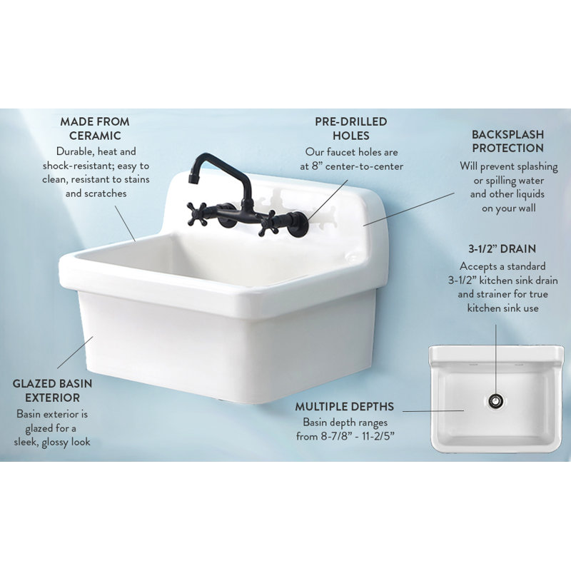Kingston Brass Doriteal 24-Inch Ceramic Wall Mount Utility Sink