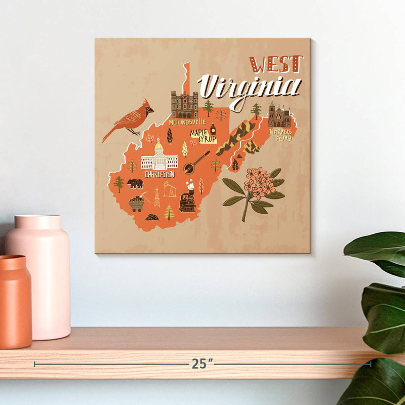 Carte de Aliaz West Virginia, H 16 po x l 16 po