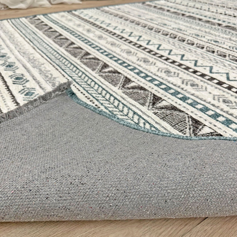 Alfa Rich Blue Gray Washable Cotton Area Rugs for Living Room Bedroom Kitchen Dining Decor Rug, Runner 2'6" x 4'9"
