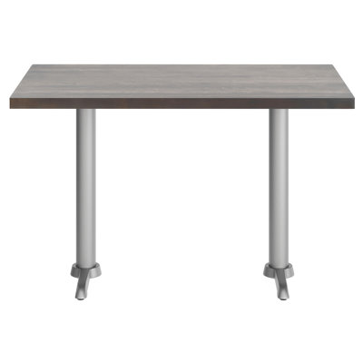 Rectangular Solid Wood Commercial Tabletop with Two Dining Height T-Bases