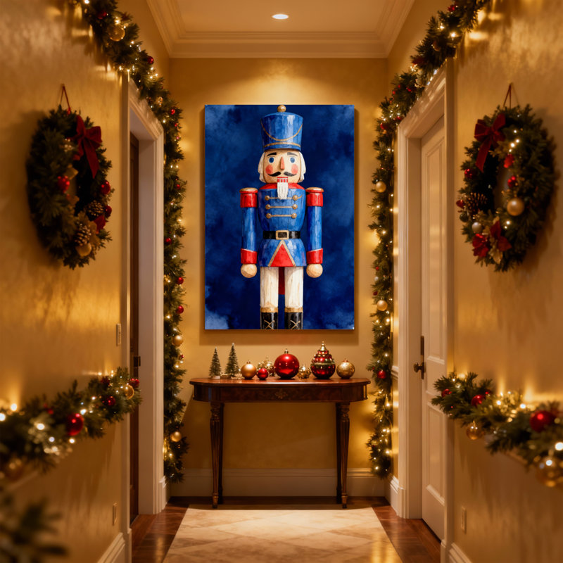 Ensemble de 3 impressions sur toile de Noël, casse-noisette, uniforme bleu, rouge, H 18 po x l 12 po