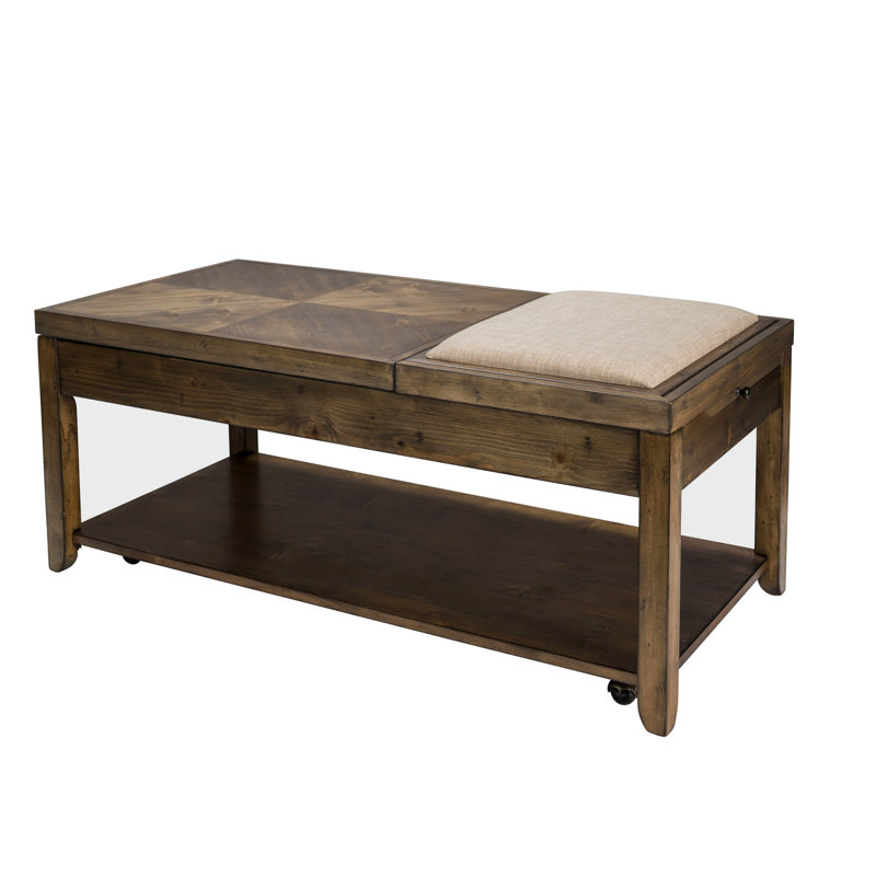 Table basse à plateau relevable Bleckley avec siège rembourré