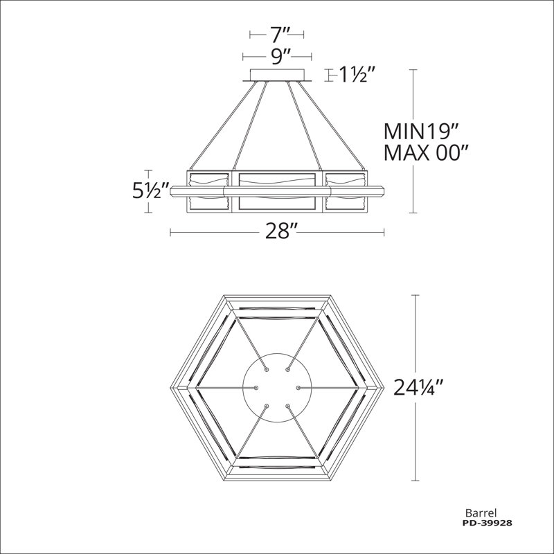 Luminaire suspendu géométrique à del 1 lumière unique Atlantis