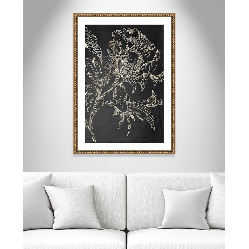 Clarendon Golden Flower Folklore I by Asia Jensen - Picture Frame Graphic Art Print, Gold Bead Framed, 42.5" H x 30.5" W