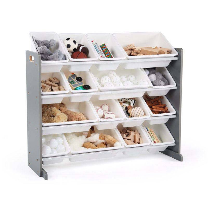 Kid's Toy Organiser, 31" H X 42" W X 15.5" D, Grey/White