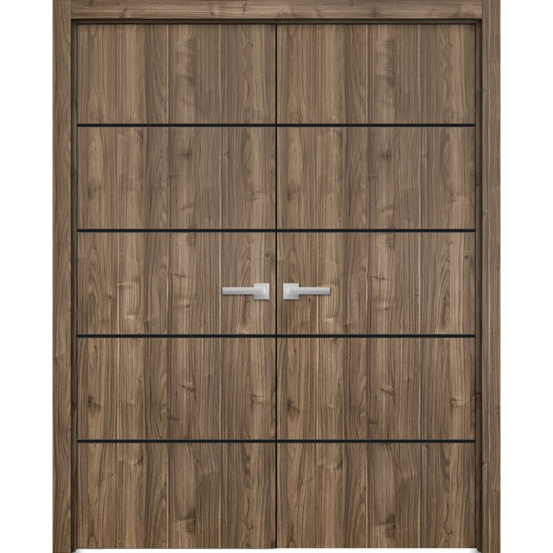 Portes françaises en bois massif massif, Noyer, 36 po x 80 po