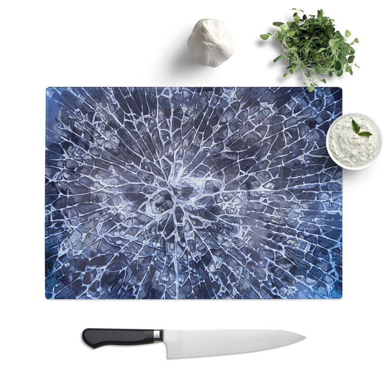 Tempered Glass Cracked Moment Chopping Board, 39 cm W x 28.5 cm L