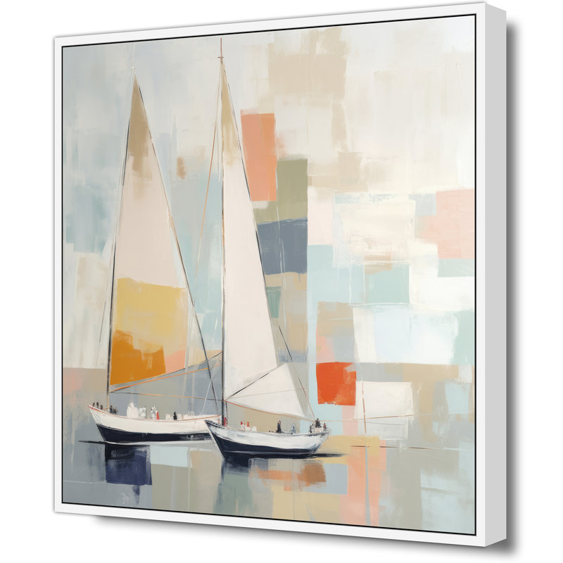 Pastel Regatta 2, H 38 po x l 38 po, Blanc