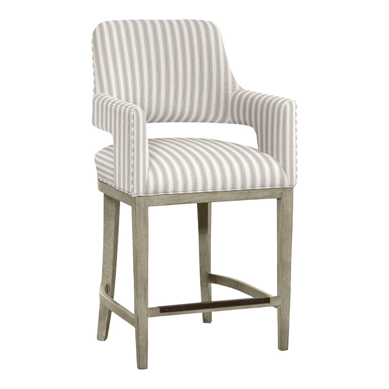 Tabouret de bar et de comptoir Josie, Amande chamois, Perigold Piccadilly rayé frêne