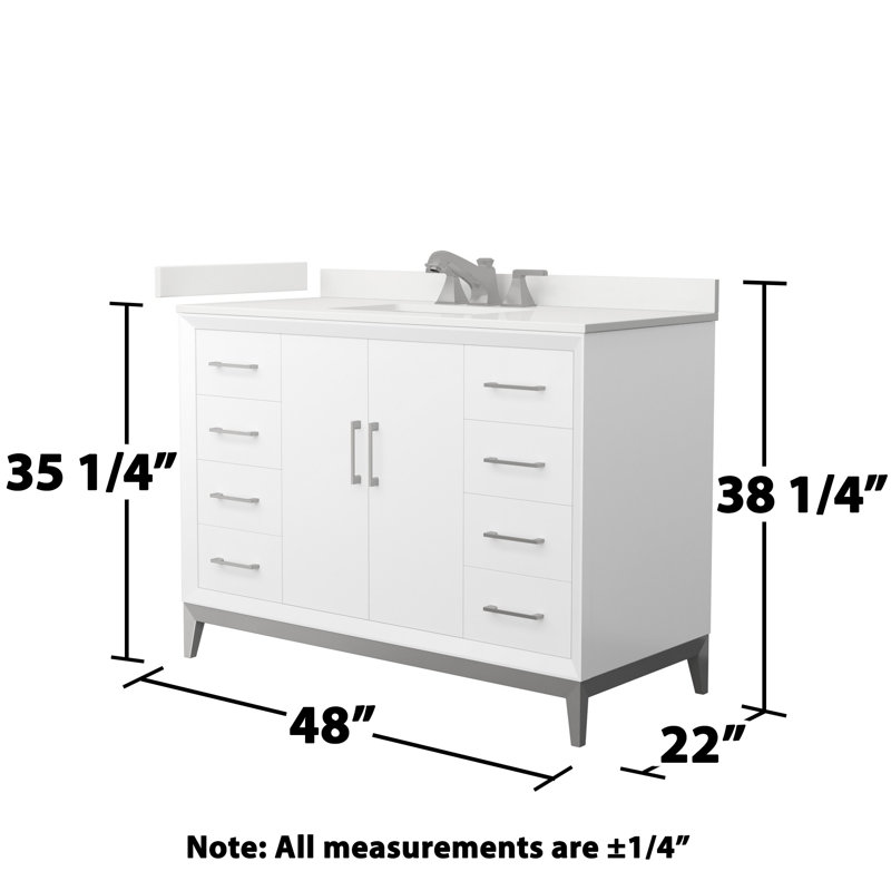 Amici Single Bathroom Vanity with Top, Satin Bronze, Giotto Quartz, 48"