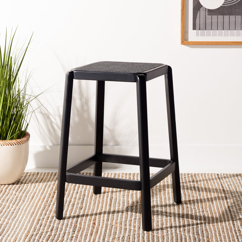 Bluebelle Counter Stool with Solid Wood Frame, Black, Counter Stool (25” Seat Height)