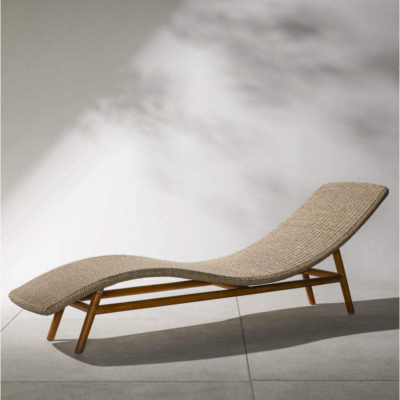 Portia Outdoor Teak Chaise Lounge, Natural Teak, White