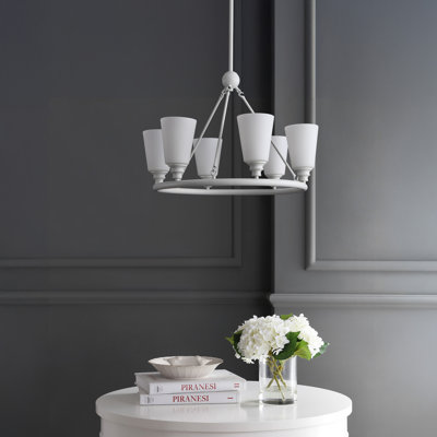 Denis 27.5" 6-Light Modern Minimalist Iron/Glass LED Chandelier