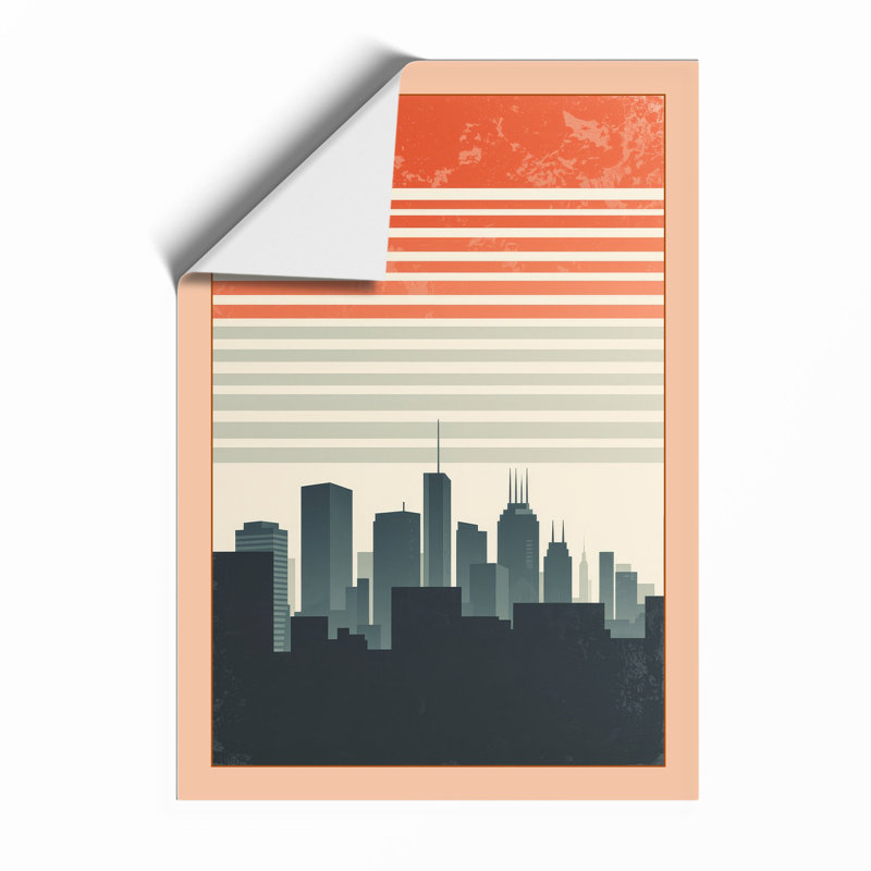 Skyline Minimalist - Framed Print, A1 - 84.1 x 59.4 cm, Oak