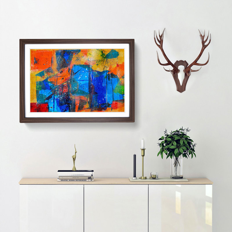 Abstract Art Painting Vol.333 by S.Johnson - Framed Print, Walnut Framed, 62cm H x 87cm W x 2cm D