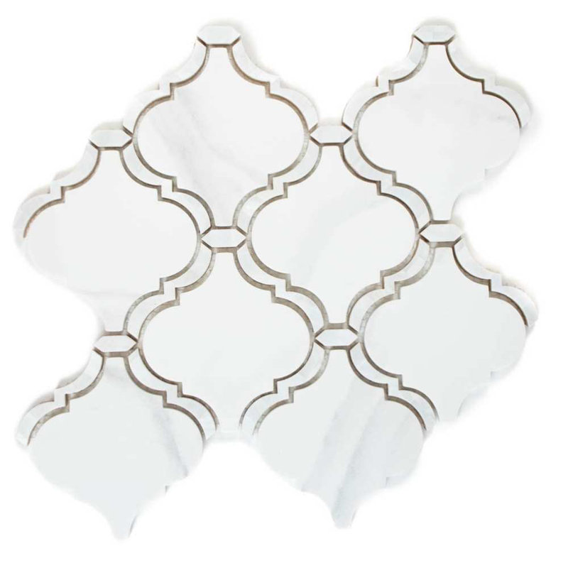 Tahitian Pearl 14" x 14.5" Glass Satin Mosaic Wall Tile, White