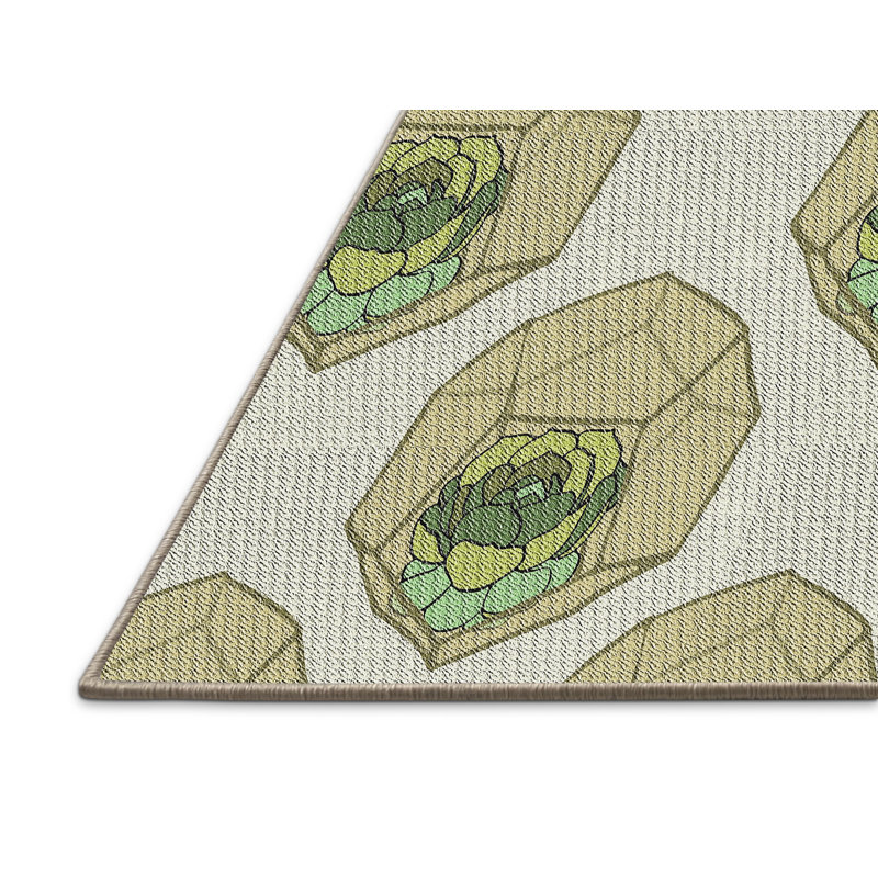 Tapis décoratif beige floral, Rectangle 8 pi x 12 pi
