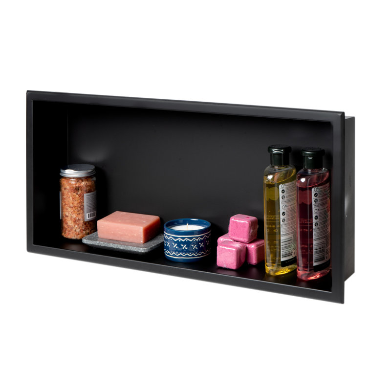 Tablette de douche adhésive en acier inoxydable, Noir mat