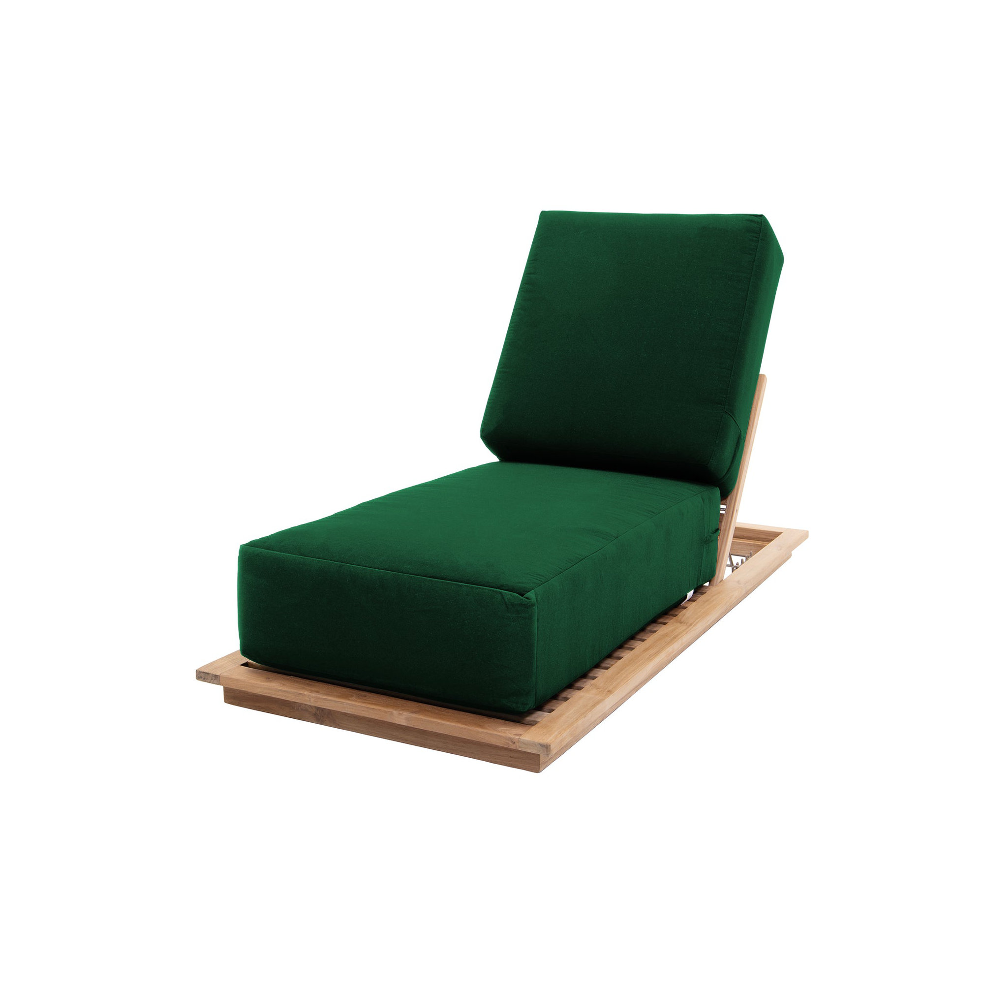 Varenna 27.5'' Outdoor Teak Chaise Lounge, Forest Green