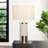  Loris 22" Tall Gray & Gold Metal Column Table Lamp With White Shade-101154866