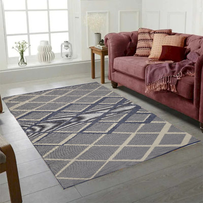 Tapis en plastique réversible bleu et gris