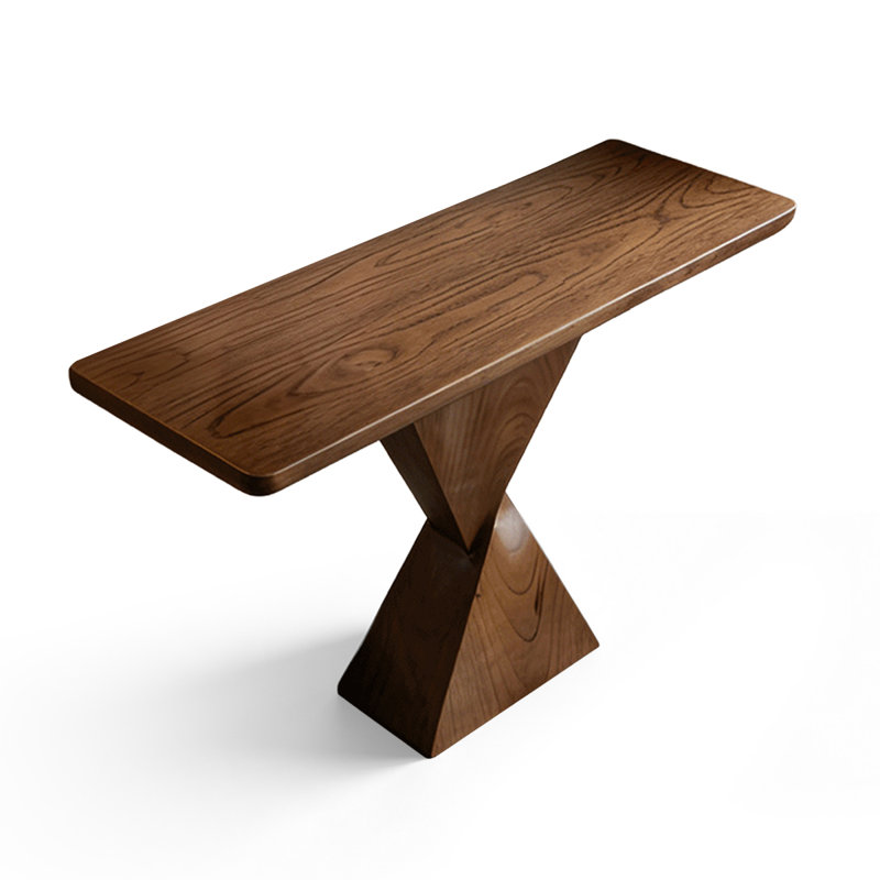 Retro Nut-Brown Solid Wood Console Table, 39.37