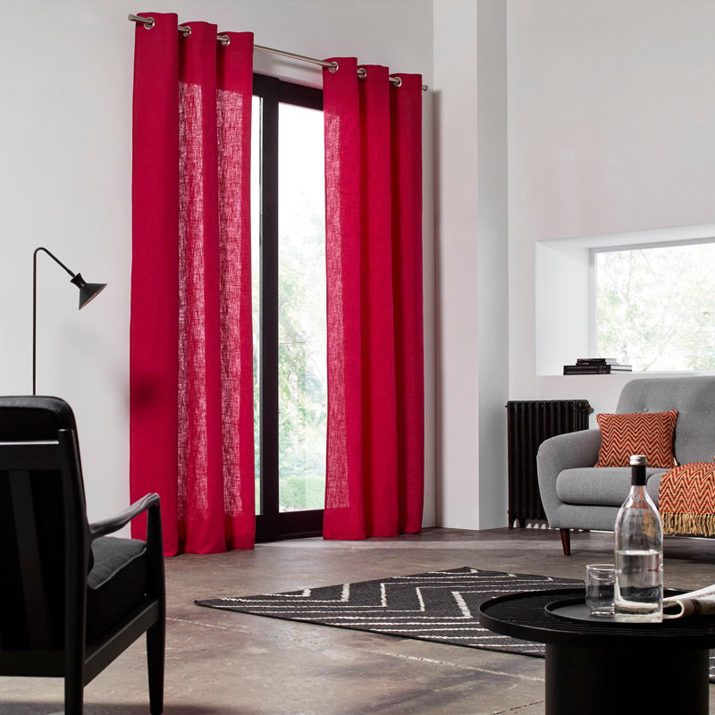 Bellevue Semi Sheer Single Curtain Panel, 145 W x 280 D cm, Red