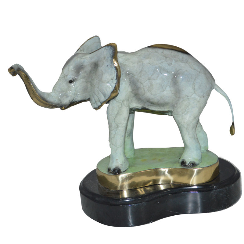 Statue tronc d'éléphant en bronze - Taille: L 16 po x l 9 po x H 10 po.