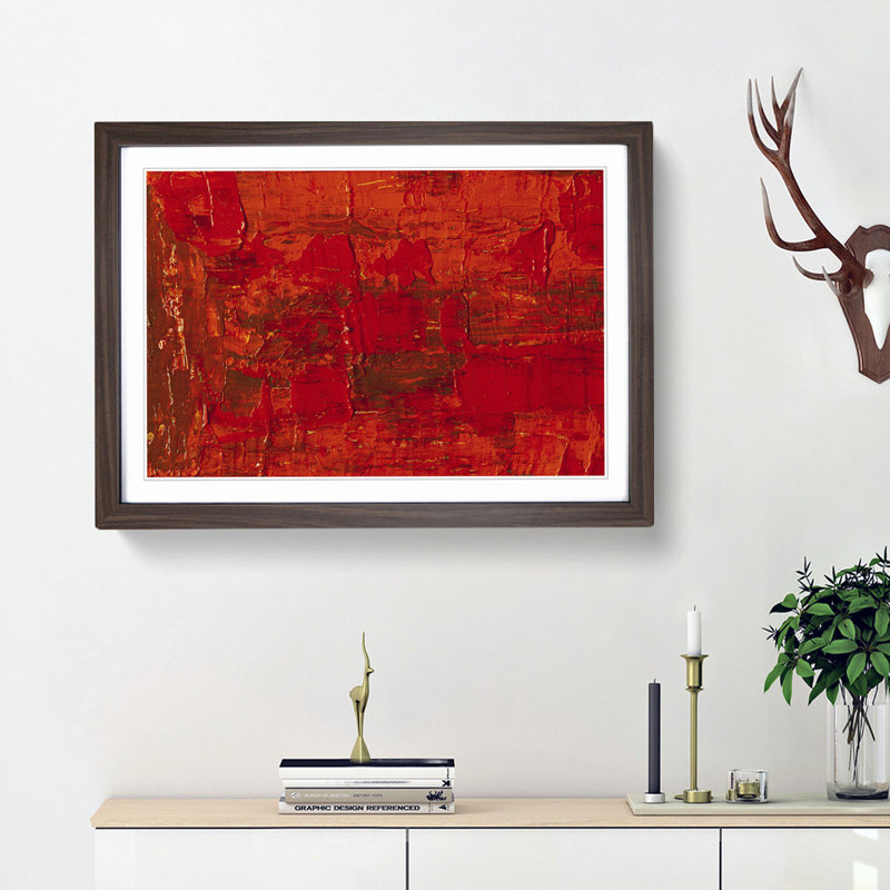 Abstract Art Painting Vol.219 by S.Johnson - Picture Frame Painting Print, 62cm H x 87cm W x 2cm D, Walnut Framed