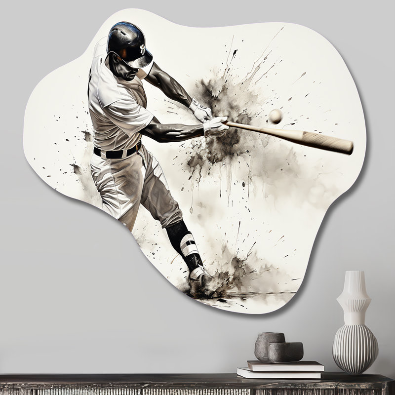 Baseball Minimal Swing II - Baseball Cloud Wall Art, reproduction d'art asymétrique moderne en métal