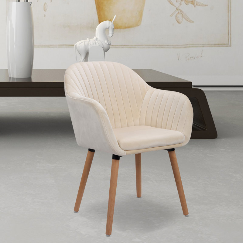 Mirakel 47cm H Velvet Upholstered Armchair, Cream