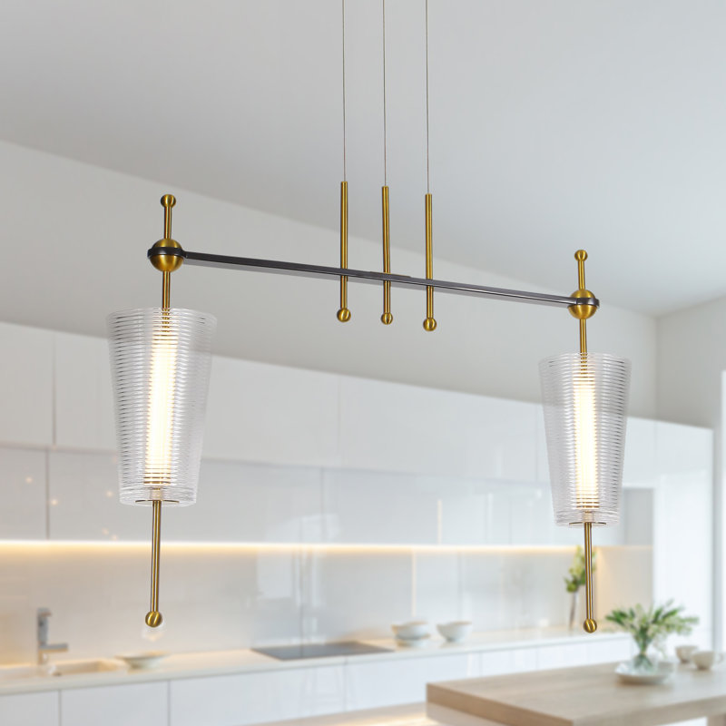 Luminaire suspendu conique en verre à 2 lumières avec hauteur réglable Toscana