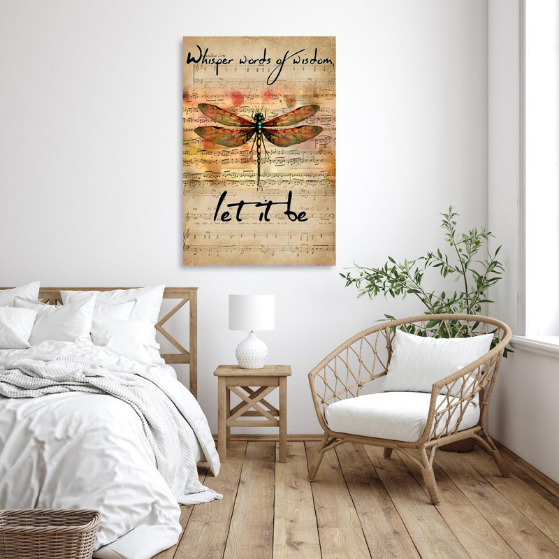 " Dragonfly Let It Be - 1 Piece Rectangle Graphic Art Print On Wrapped Canvas ", L 11 po x H 14 po