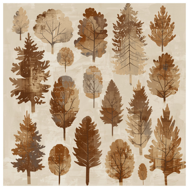 Rustic Tree Silhouettes Double Sided Throw Pillows, 16 x 16 inches