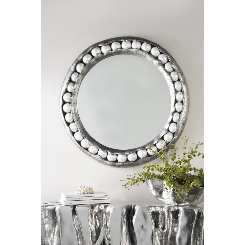 Miroir perle, rond, Feuille d'argent