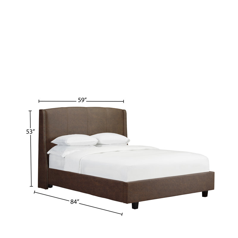 Lit plateforme tapissier Stonge, Double, Similicuir - caramel